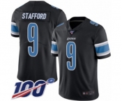 Men's Detroit Lions #9 Matthew Stafford Limited Black Rush Vapor Untouchable 100th Season Football Jersey