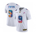 Men's Detroit Lions #9 Matthew Stafford White Multi-Color 2020 Football Crucial Catch Limited Football Jersey