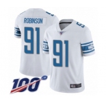 Men's Detroit Lions #91 A'Shawn Robinson White Vapor Untouchable Limited Player 100th Season Football Jersey