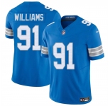 Men's Detroit Lions #91 Tyleik Williams Blue 2025 F.U.S.E. Vapor Limited Football Stitched Game Jersey