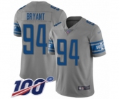Men's Detroit Lions #94 Austin Bryant Limited Gray Inverted Legend 100th Season Football Jersey
