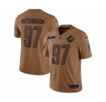 Men's Detroit Lions #97 Aidan Hutchinson 2023 Brown Salute To Service Limited Football Stitched Jersey