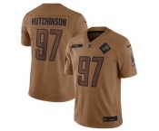 Men's Detroit Lions #97 Aidan Hutchinson 2023 Brown Salute To Service Limited Football Stitched Jersey