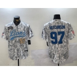 Men's Detroit Lions #97 Aidan Hutchinson 2024 Arctic Camo Salute To Service Stitched Baseball Jerseys