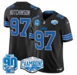 Men's Detroit Lions #97 Aidan Hutchinson Black 2024 NFC North Champions 90th Anniversary Patch F.U.S.E. Vapor Limited Stitched Jersey