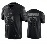 Men's Detroit Lions #97 Aidan Hutchinson Black Reflective Football Stitched Jersey