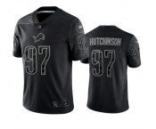 Men's Detroit Lions #97 Aidan Hutchinson Black Reflective Football Stitched Jersey