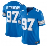 Men's Detroit Lions #97 Aidan Hutchinson Blue 2024 F.U.S.E. Vapor Limited Stitched Jersey