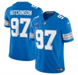 Men's Detroit Lions #97 Aidan Hutchinson Blue 2024 F.U.S.E. With 1-Star C Patch Vapor Limited Stitched Jersey