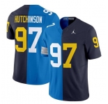 Men's Detroit Lions #97 Aidan Hutchinson Blue Navy Split F.U.S.E. Vapor Limited Football Stitched Jersey