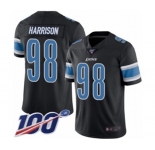 Men's Detroit Lions #98 Damon Harrison Limited Black Rush Vapor Untouchable 100th Season Football Jersey