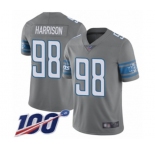 Men's Detroit Lions #98 Damon Harrison Limited Steel Rush Vapor Untouchable 100th Season Football Jersey