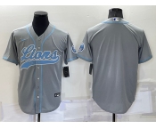 Men's Detroit Lions Blank Grey Stitched MLB Cool Base Nike Baseball Jersey