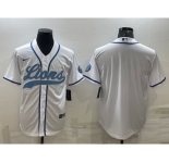 Men's Detroit Lions Blank White With Patch Cool Base Stitched Baseball Jersey