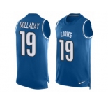 Men's Nike Detroit Lions #19 Kenny Golladay Limited Light Blue Player Name & Number Tank Top NFL Jersey