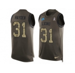 Men's Nike Detroit Lions #31 D.J. Hayden Limited Green Salute to Service Tank Top NFL Jersey