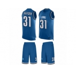 Men's Nike Detroit Lions #31 D.J. Hayden Limited Light Blue Tank Top Suit NFL Jersey