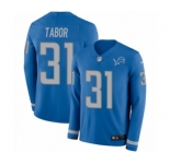 Men's Nike Detroit Lions #31 Teez Tabor Limited Blue Therma Long Sleeve NFL Jersey