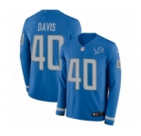 Men's Nike Detroit Lions #40 Jarrad Davis Limited Blue Therma Long Sleeve NFL Jersey