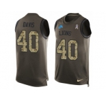 Men's Nike Detroit Lions #40 Jarrad Davis Limited Green Salute to Service Tank Top NFL Jersey