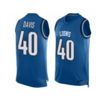 Men's Nike Detroit Lions #40 Jarrad Davis Limited Light Blue Player Name & Number Tank Top NFL Jersey