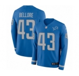 Men's Nike Detroit Lions #43 Nick Bellore Limited Blue Therma Long Sleeve NFL Jersey