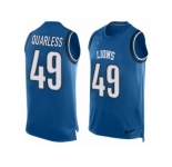 Men's Nike Detroit Lions #49 Andrew Quarless Limited Light Blue Player Name & Number Tank Top NFL Jersey