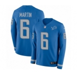 Men's Nike Detroit Lions #6 Sam Martin Limited Blue Therma Long Sleeve NFL Jersey