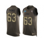 Men's Nike Detroit Lions #63 Brandon Thomas Limited Green Salute to Service Tank Top NFL Jersey