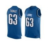 Men's Nike Detroit Lions #63 Brandon Thomas Limited Light Blue Player Name & Number Tank Top NFL Jersey