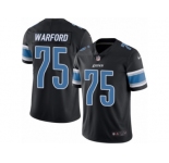 Men's Nike Detroit Lions #75 Larry Warford Limited Black Rush NFL Jersey