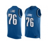 Men's Nike Detroit Lions #76 T.J. Lang Limited Light Blue Player Name & Number Tank Top NFL Jersey