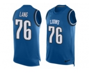 Men's Nike Detroit Lions #76 T.J. Lang Limited Light Blue Player Name & Number Tank Top NFL Jersey