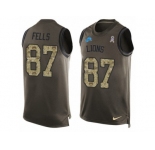 Men's Nike Detroit Lions #87 Darren Fells Limited Green Salute to Service Tank Top NFL Jersey