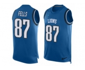 Men's Nike Detroit Lions #87 Darren Fells Limited Light Blue Player Name & Number Tank Top NFL Jersey