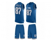 Men's Nike Detroit Lions #87 Darren Fells Limited Light Blue Tank Top Suit NFL Jersey