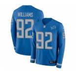 Men's Nike Detroit Lions #92 Sylvester Williams Limited Blue Therma Long Sleeve NFL Jersey