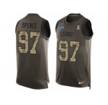Men's Nike Detroit Lions #97 Akeem Spence Limited Green Salute to Service Tank Top NFL Jersey