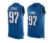 Men's Nike Detroit Lions #97 Akeem Spence Limited Light Blue Player Name & Number Tank Top NFL Jersey