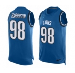 Men's Nike Detroit Lions #98 Damon Harrison Limited Blue Player Name & Number Tank Top NFL Jersey