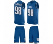 Men's Nike Detroit Lions #98 Damon Harrison Limited Blue Tank Top Suit NFL Jersey