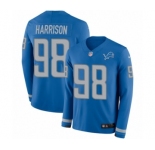 Men's Nike Detroit Lions #98 Damon Harrison Limited Blue Therma Long Sleeve NFL Jersey