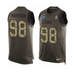 Men's Nike Detroit Lions #98 Damon Harrison Limited Green Salute to Service Tank Top NFL Jersey