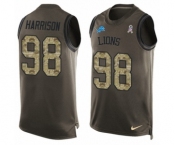 Men's Nike Detroit Lions #98 Damon Harrison Limited Green Salute to Service Tank Top NFL Jersey