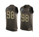 Men's Nike Detroit Lions #98 Devin Taylor Limited Green Salute to Service Tank Top NFL Jersey