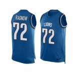 Nike Detroit Lions #72 Frank Ragnow Men Player Name & Number Tank Top Blue Limited NFL Jersey