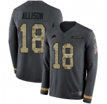 Nike Lions #18 Geronimo Allison Anthracite Salute to Service Men's Stitched NFL Limited Therma Long Sleeve Jersey