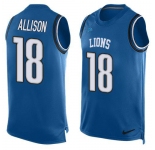 Nike Lions #18 Geronimo Allison Blue Team Color Men's Stitched NFL Limited Tank Top Jersey