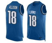 Nike Lions #18 Geronimo Allison Blue Team Color Men's Stitched NFL Limited Tank Top Jersey