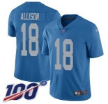 Nike Lions #18 Geronimo Allison Blue Throwback Men's Stitched NFL 100th Season Vapor Untouchable Limited Jersey